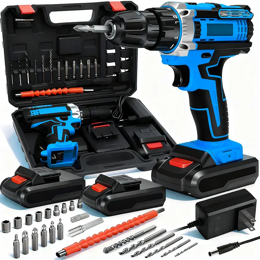 New professional cordless drill, 36VF dual speed two electric one charging power screwdriver, rechargeable lithium electric drill, electric screwdriver tool hand drill set, 24 piece tool box flat plug.