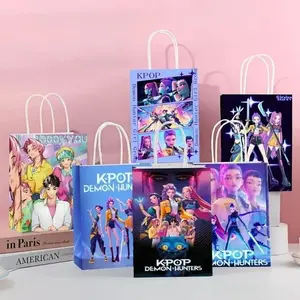 K-Pop Demon Hunter Style Cute Cartoon Gift Bags, High-Quality Non-Woven, Reusable Shopping Bags, Birthday Party Supplies, Unique Birthday Gifts, Wedding Favors, Graduation Gifts