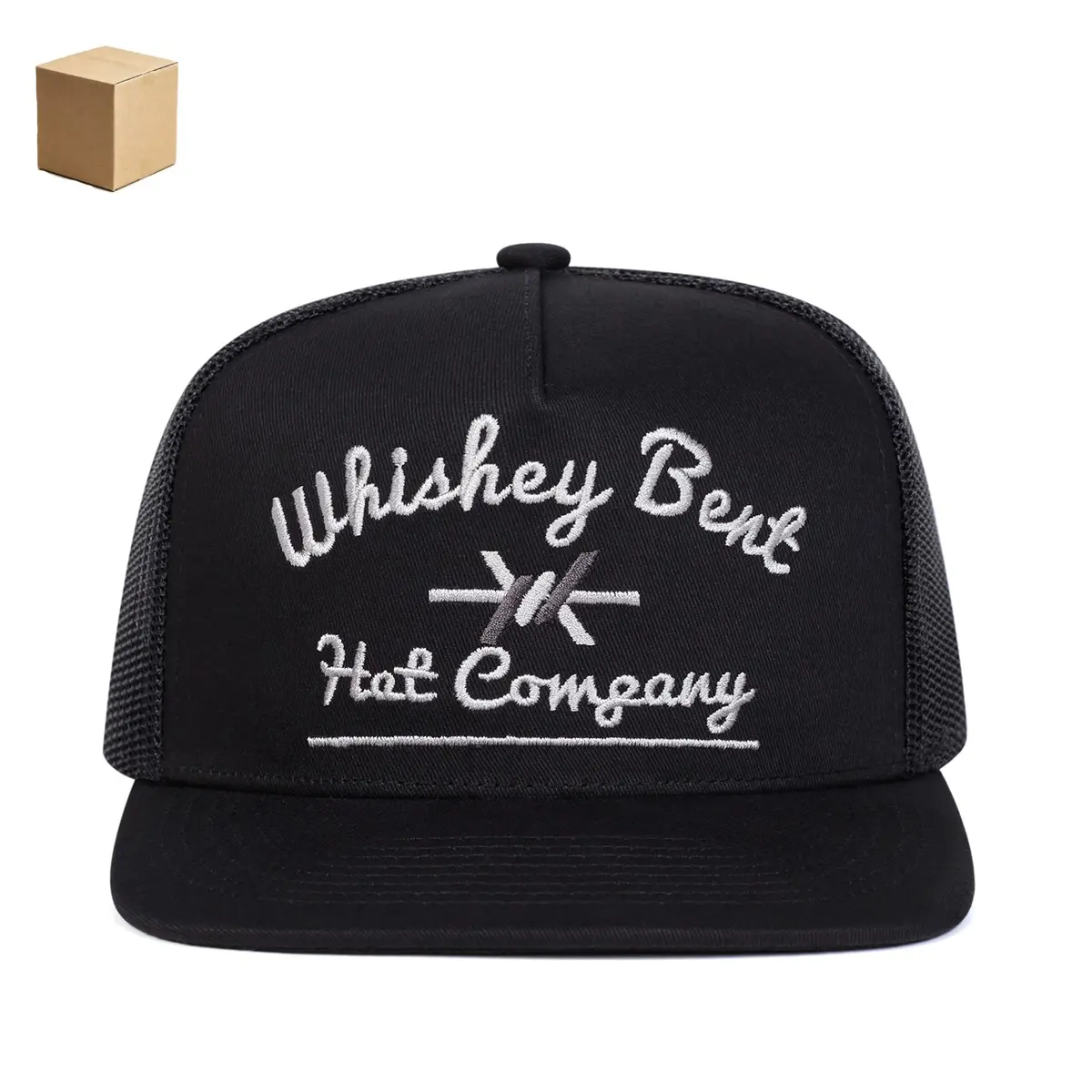 "Whiskey Bent Hat Co." 3D Embroidery Trucker Hat | Premium Street Style, Adjustable Sunscreen Hat for Beach & Travel