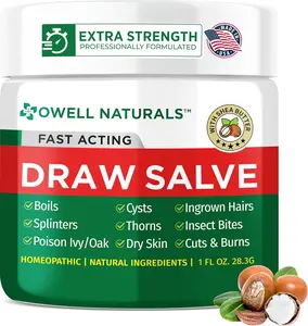 Owell Naturals Drawing Salve Ointment with Pure Shea Butter, for ingrown Hair, Boil, Splinter Remover, Bug Spider Bites, Bee Sting, Mosquito Itch, Poison Ivy, Burns & Cuts, 1 & 2 Fl Oz