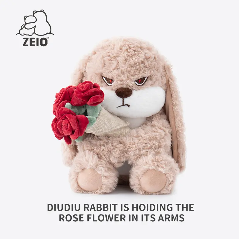 【ZEIO TOYS】RoseDiuDiu  plush toy rabbit doll cute rabbit baby doll soothing doll for boys and girls birthday gift, holiday gift, gift for giving cat hunting Cool Drop