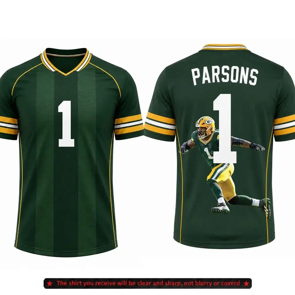 Micah Parsons #1 Packers Inspired Jersey, Premium 3D Football Shirt, Breathable Unisex Sports Jersey, Packers Nation Fan Gift BUJ