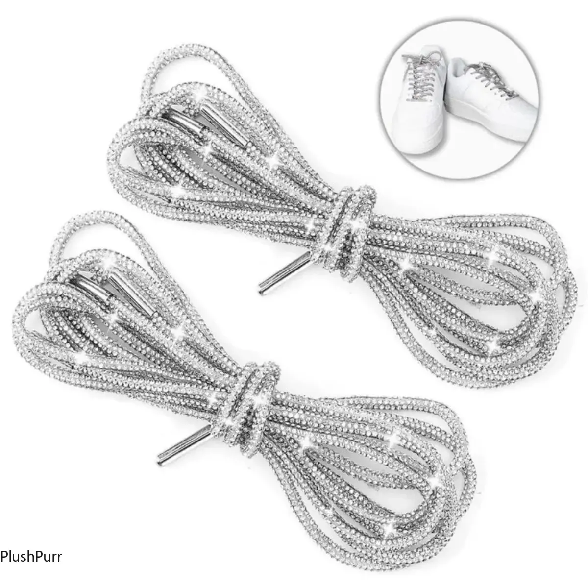 Sparkling Rhinestone Shoelaces, 2PCS 47in Stylish and Functional Decorative Cords with No-Tie Anchors for Footwear, Bags, Sweatpants & Trunks, Footwear Replacement, Rhinestone Stud Shoelaces, Use As Laces, Cords, Or Diy Accents tiktokshopbacktoschool, Diy