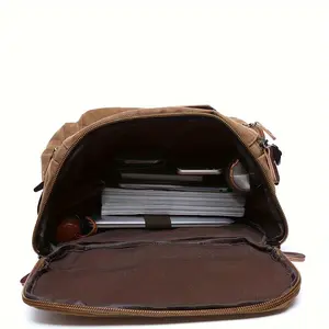 Canvas Backpack for Men, Large Capacity Laptop Bag, Casual Multifunctional Travel Bag, Trendy Korean Style Backpack