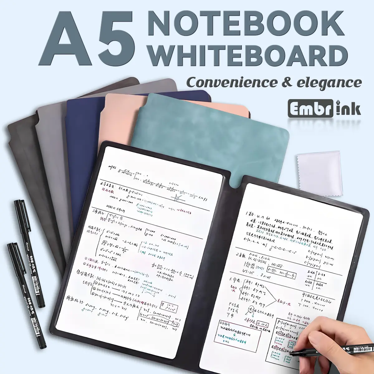 Reusable PET Whiteboard Notebook, Infinite Write & Wipe Draft Book for Study, Office & Sketching, 6-Piece Non-Sale Gift Bundle (3 Markers + 1 Sponge Eraser) Included, with Comprehensive Warranty & Worry-Free After-Sales Service sohochic