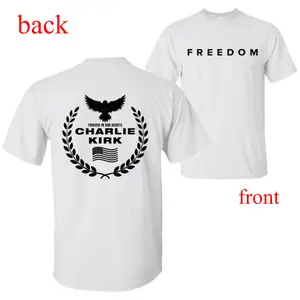 Freedom Charlie Kirk A True American Patriot Eagle Wreath “Forever in Our Hearts” Memorial T-Shirt, Charlie Kirk Shot Dead at Utah College Event Tee, 2 Sided Graphic Design Unisex Cotton T-shirt for Men for Women Menswear Womenswear