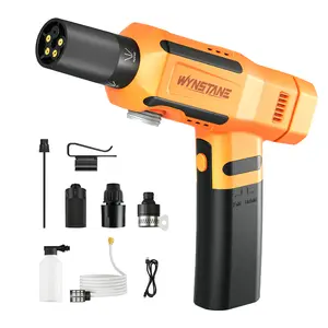 [Summervibes] WYNSTANE - Foldable Cordless Pressure Washer, Wireless High Pressure Car Wash Water-Gun with 5-in-1 Nozzle, Max 325 PSI Portable Power Washer with 16.73 FT Hose, 8.0Ah Battery, Type-C Charging for Camping, Bicycles, and Patio