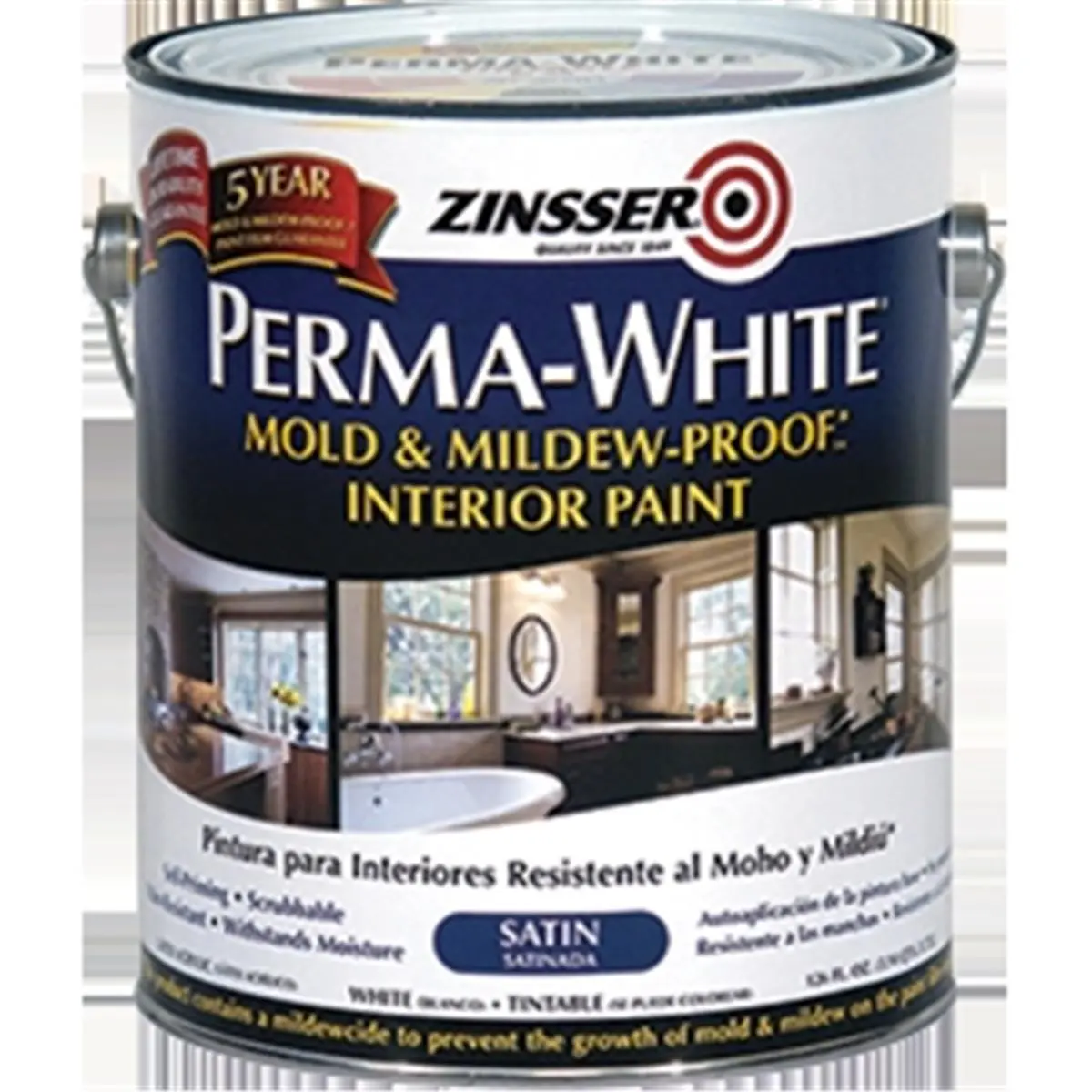 212 MAIN Zinsser 3101 1 Gal Satin Finish Exterior Perma White Paint, Ideal for Automotive & Motorcycle Paint Care, Car Maintenance