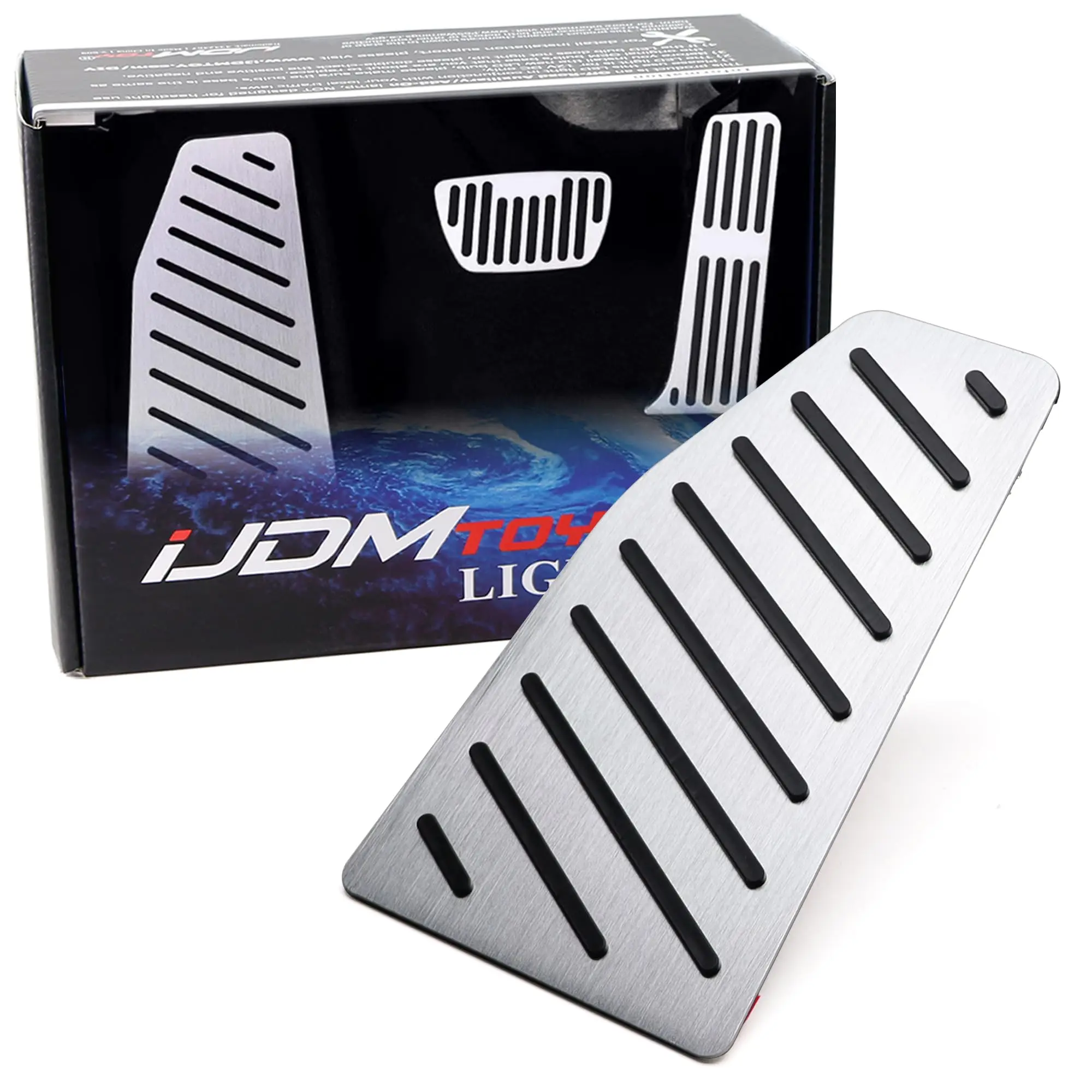 iJDMTOY Satin Silver Racing Sports Style Foot Rest Dead Pedal Cover For Toyota 2019-2025 RAV4, 2021-24 Venza, Lexus 2022-up NX, 2023-up RX