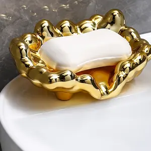 1pc/light Luxury Cloud Drain Soap Box, High-end Creative Bathroom, No Punching Electroplating Soap Box, Fairy Soap Dish, Minimalist