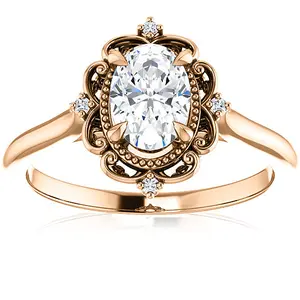 1 Ct Oval Diamond Engagement Ring 14k Rose Gold Lab Grown 1 Ct Oval Diamond Engagement Ring 14k Rose Gold Lab Grown