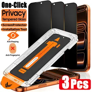 3-Pack Tempered Glass Screen Protector for Apple iPhone 17/16/15 Pro Max/plus, Privacy Full Coverage, Durable Protective Anti-Scratch Protection, Bubble-Free Installation, Smartphone Accessories