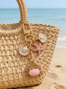 Elegant Beach Crab Starfish Pearl Bag Charm, Summer Vacation, Sand Party Daily Commute School Shopping Date Gift