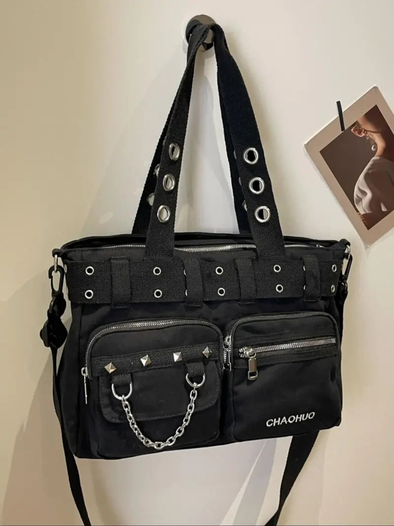 Original Self-Made Y2K Soft Leather Backpack, Dark Gothic Cross