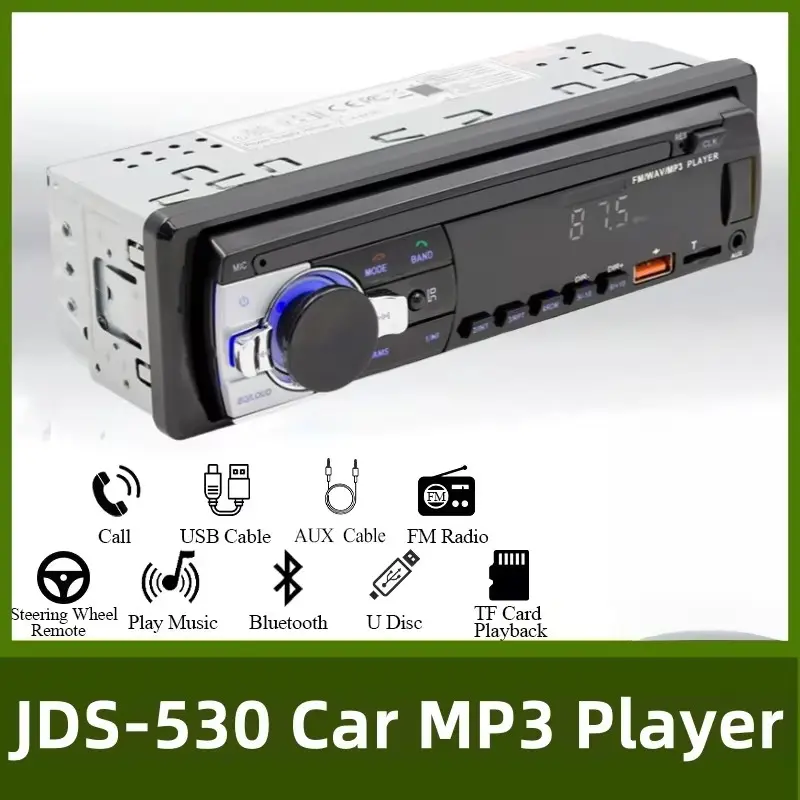 1din Car Radio with Bluetooth-compatible Audio, Mp3 Player, Fm Reception, Universal Fitment Car Multimedia Host, Supports Aux Input Option/USB/TF Card Playback/SD Card