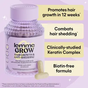Lemme Grow Hair Growth Capsules for Women, Clinically Studied Keratin Complex, Visibly Thicker Hair & Reduced Shedding, Nourish Thinning Hair, Biotin-Free, 30 Count, 30-Day Supply