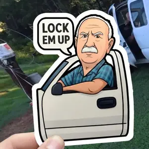 Lock Em Up Tractor Sticker, Trey Permission Funny Fishing Decal, Angry Grandpa Meme Sticker, Viral Trend Farm Tractor Vinyl Gift