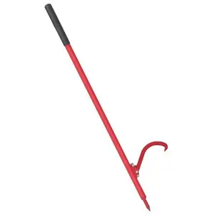 61-in Steel Cant Hook Log Roller Tool, Adjustable Hook, Rubber Grip, for Log Turning and Felling, Red