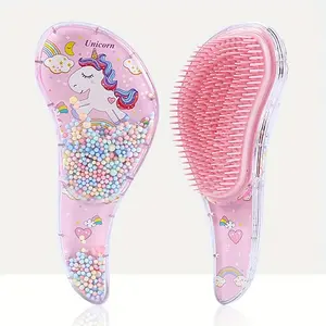 Unicorn Design Hair Brush, 1 Count Cute Cartoon Animal Design Hair Comb with Beads, Heatless Hair Styling Tool for Women & Girls, Beauty