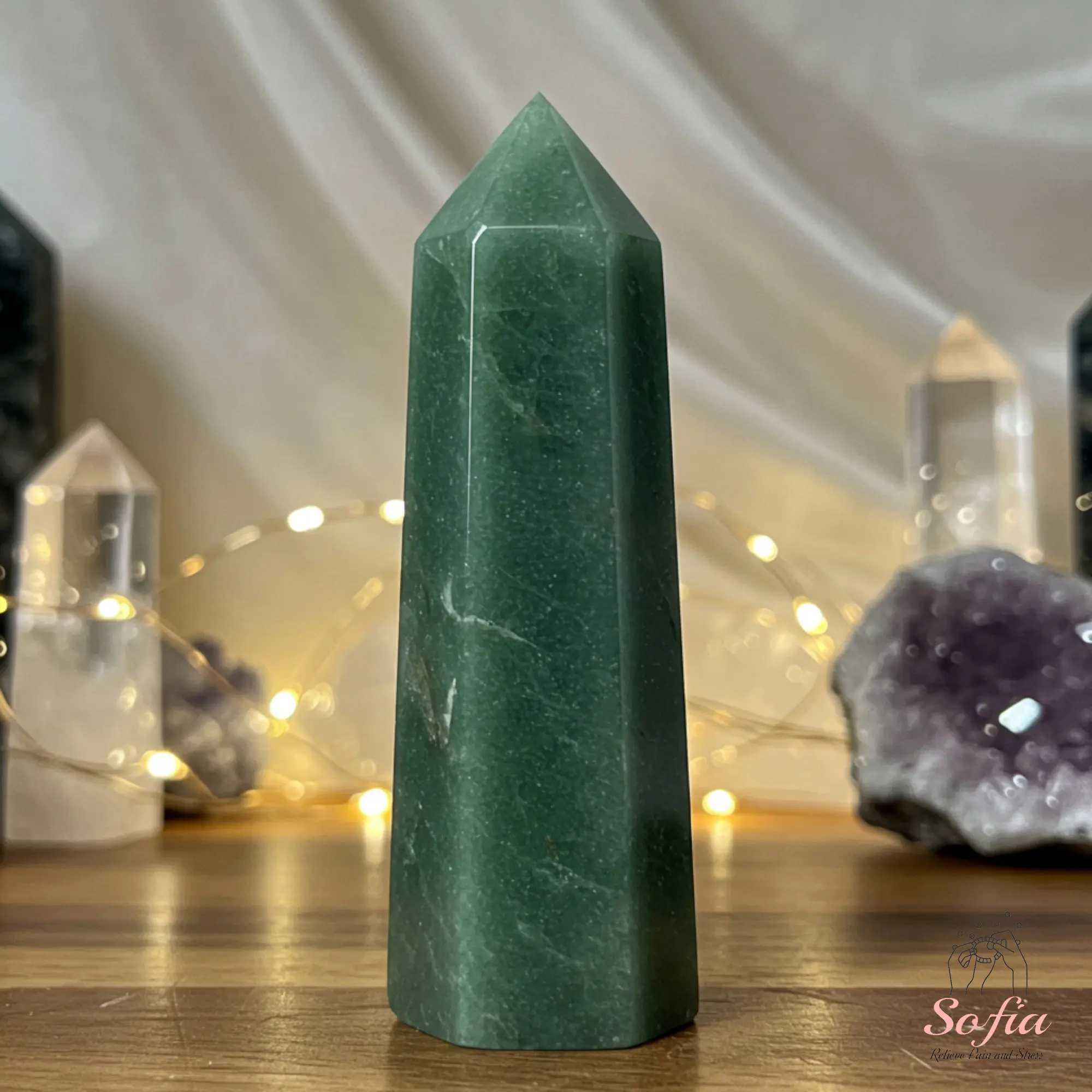 Handmade Crafted Natural Green Aventurine Single-Point Wand Tower - Obelisk Mineral Specimen, Crystal Decorative Stones, Natural Crystal Rocks, About 3" Tall Desk Ornament for Home Meditation, Meditation Gift