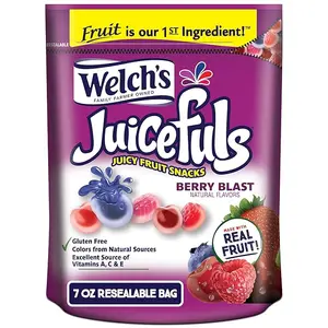 Welch's Juicefuls Juicy Fruit Snacks, Berry Blast, Fruit Gushers, Gluten Free, Sharing Size Bags, 7 oz (Pack of 1)