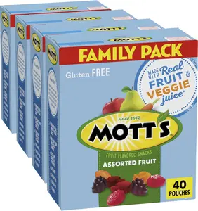 Mott's Assorted Fruit Flavored Snacks, Valentine's Day, Gluten Free, Family Pack, 40 Ct, 32 oz (Pack of 4)