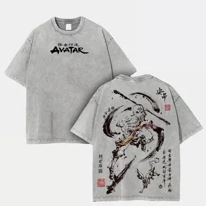 Aang Shirt, Avatar the Last Airbender Shirt, Animated Shirt, Vintage T-Shirt Menswear Top Underwear Tshirt The Last Air Nomad - The Avatar Anime Double Printed Washed Tee Unisex Oversize Anime Manga