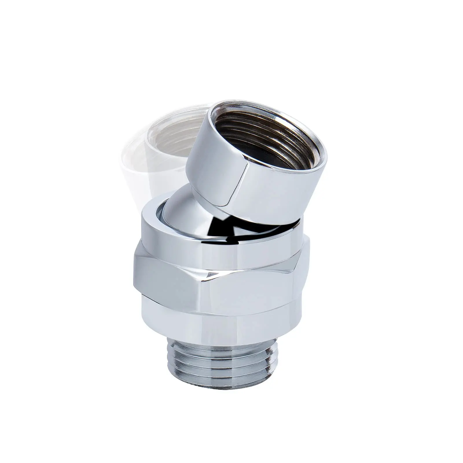 Solid Brass Shower Head Rotating Ball Adapter, Adjustable Universal Shower Arm Extension, Durable Bathroom Fixture Connector