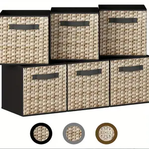6-Pack Fabric Cube Storage Box. 11 Inch Cube Storage Box with Handle, Foldable Closet Storage Box, Closet Storage Basket, Black