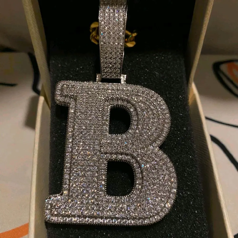 LETTER PENDANT B. ICED OUT jewelry