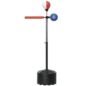 Soozier Free-Standing Boxing Bag with Stand, Boxing Equipment Bundle Including Punching Speed Bag, Reaction Bar Challenge, Suction Cups, 64-81in Adjustable Height for Teenagers & Adults