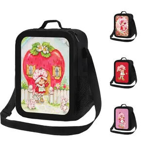 Strawberry Cartoon Lunch box Bag Insulated Cute Thermal Bag Suitable for Home Restaurant Office Outdoor Picnic Unisex Portable Reusable