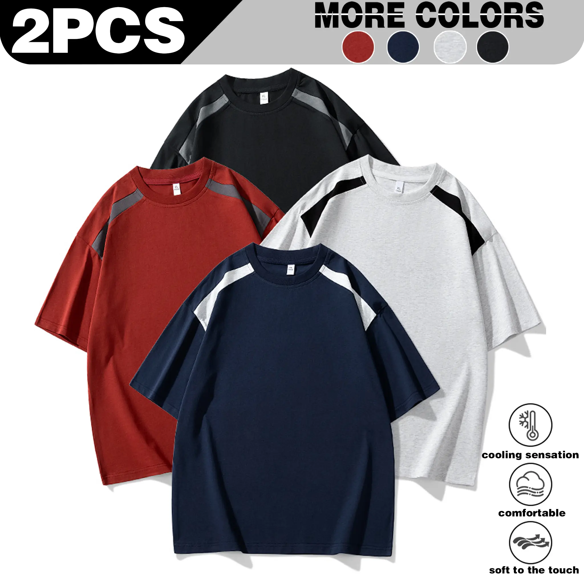 2-PACK T-shirt men's short sleeved trendy clothing men's summer new style loose casual versatile top