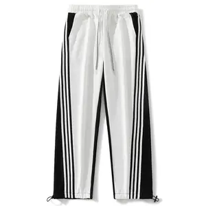 Retro contrasting striped sweatpants, drape casual fashion couple sweatpants