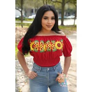 Women's Jaripeo Red Crop Top for Casual Comfort - Shirts