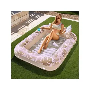 70" X 46" Swimming Pool Floating Hammock Lounger, Water Inflatable Float Bed Inflatable Tanning Pool Lounger Float Large Suntan Tub Pool Floats Sun Tan Tub Ice Bath Tub Tanning Bed Blow Up Pool Raft Lounge Floatie