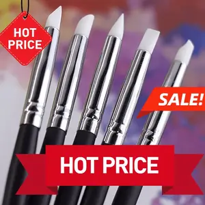 Set of 5 Silicone Rubber Tip Paint Brushes - Durable, Flexible, and Unscented Art Supplies for Watercolor, Oil Painting, and Crafts - Perfect for Polymer Clay Sculpting, Modeling, and DIY Projects