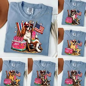 [Sale off 50%] Comfort Colors Blue Jean 50+ Dog Funny 4th of July Shirt, Retro Labradoodle Drinking Energy Drink Alani Nu Strawberry American patriotic dogs Shirt, Funny Summer Beach Dog Shirt, Patriotic Dogs Shirt KF6