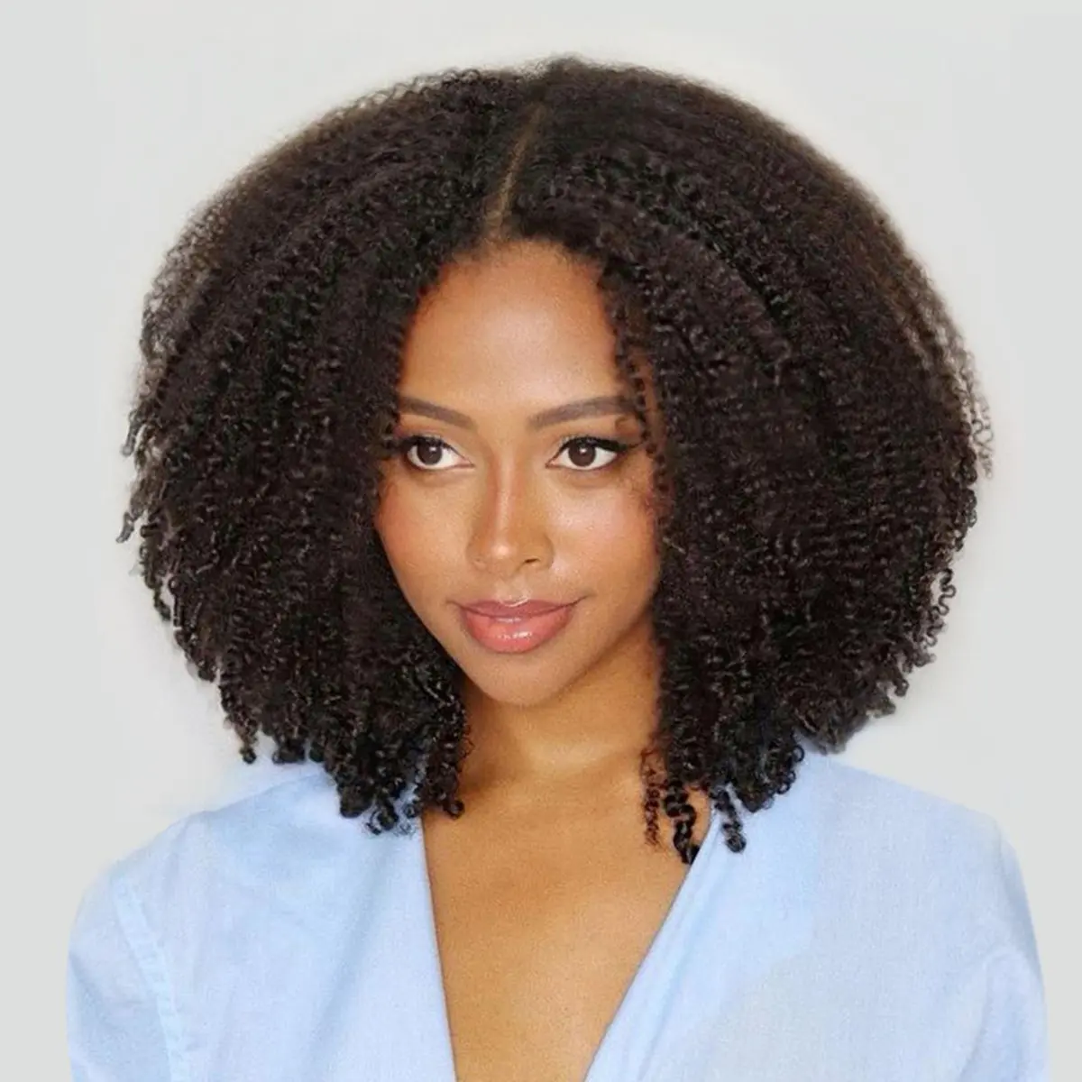 Wavymy Afro Curly Wear Go Preplucked & Pre-bleached Glueless 7x5 Lace Closure Wig with HD Lace Beginner Friendly 100% Virgin Human Hair Outdoorfun Invisible#SummerVibes Pre Cut Wig Natural Black Wig