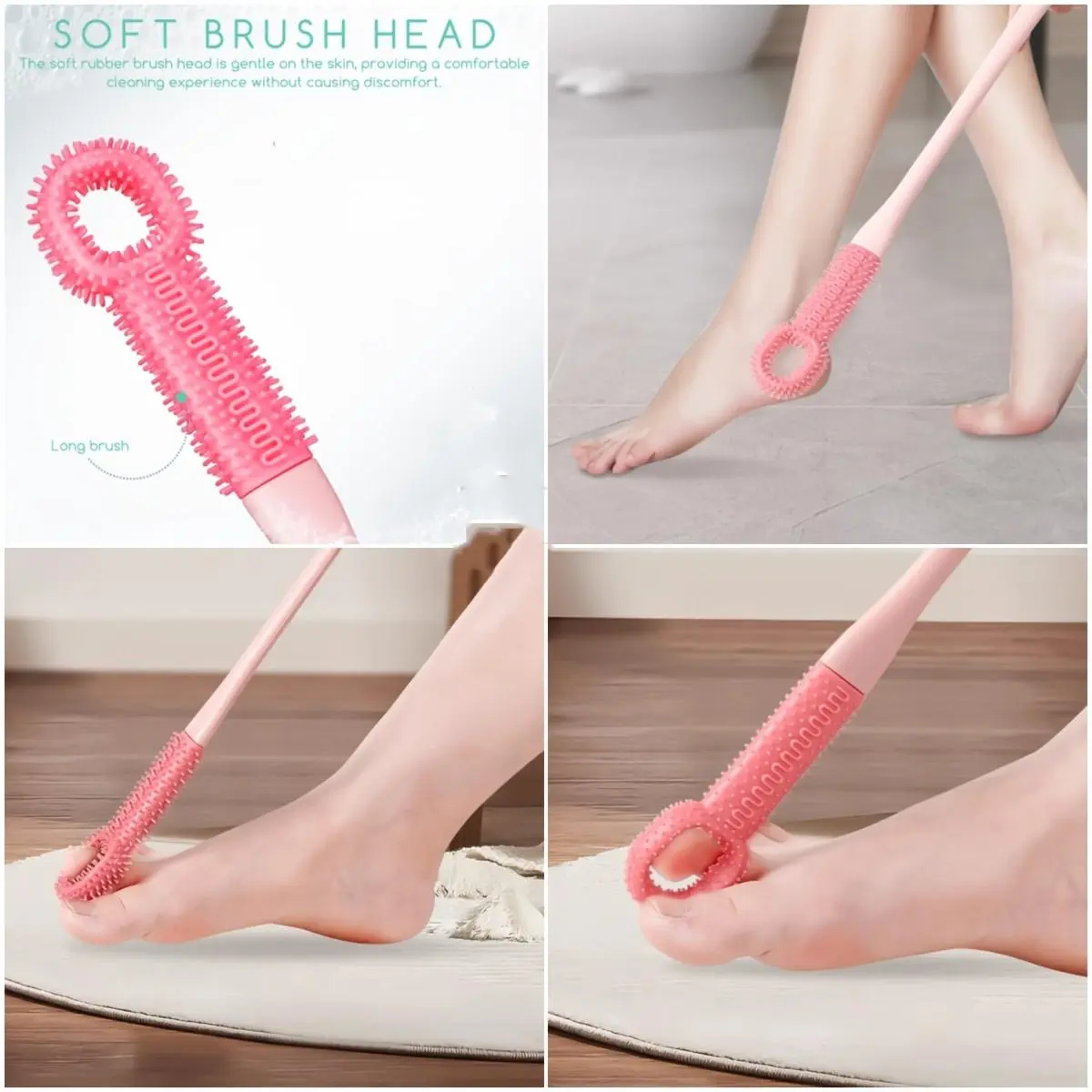 Upgraded Long Handle Toe Gap Cleaner&Foot Washing Brush. Soft Silicone Foot Scrubber for Limited Mobility, Seniors&Daily Home Spa. Dead Skin Exfoliating Brush&Foot File for Shower. Ergonomic No-Bend Deep Cleaning Brush. Perfect Valentine's Day Gift