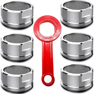 6Count Faucet Aerator Bathroom Sink Standard Replacement Parts with Brass Shell 15/16 Inch 24mm External Thread Aerator Faucet Filter with Gasket and Wrench Suitable for Kitchen and Bathroom