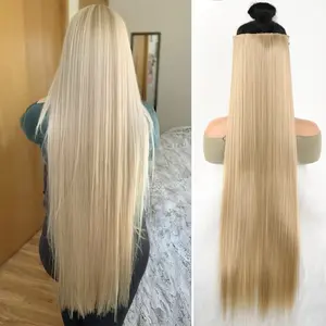 Synthetic 32inch Extra Long Straight Hair Clip-in Extensions 5 Clips Light Blonde Brown High Temperature Fiber Hair Clip-in Extensions Hair Clip Hair Accessories Halloween Christmas