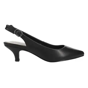 Easy Street Womens Faye Pointed Toe Slingback Kitten Pumps Dress Casual Mid Heel 2-3" - Black