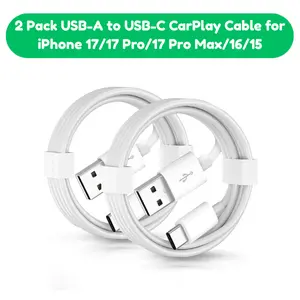 2 Pack CarPlay Car Charger Cables USB-A to USB-C For iPhone & iPad – Fast Charging Cord for iPhone 16/15 Pro Max, iPad Pro, AirPods Pro (3.3FT)