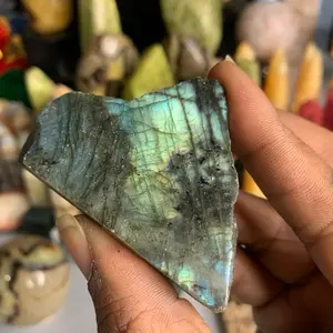 Natural Labradorite Crystal Specimen with Polished Surface
