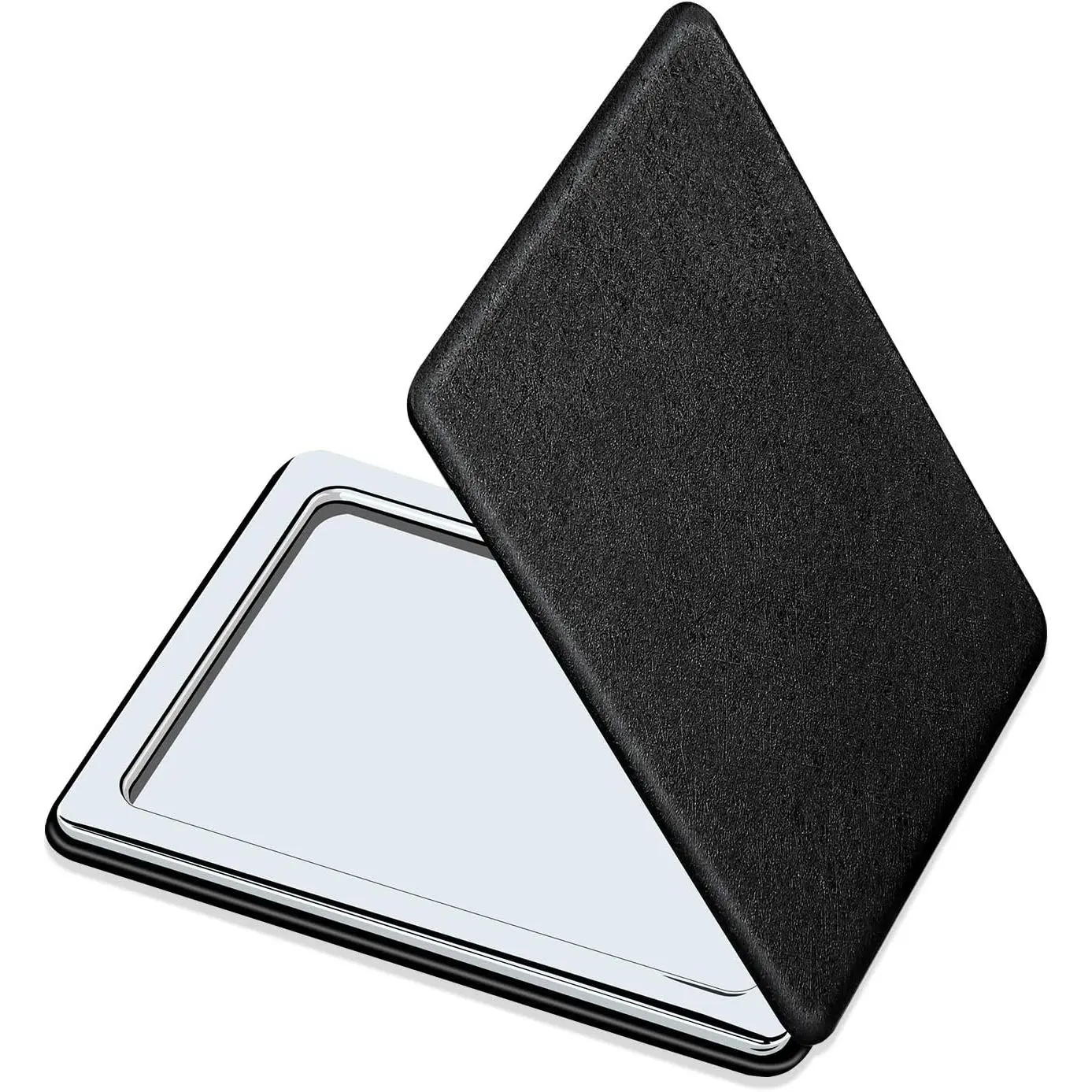 Compact Vanity Mirror for Men, Black, Travel Makeup Mirror for Handbag Pocket Wallet, Portable Double-Sided Magnifying Cosmetic Mirror for Daily, Work, Business