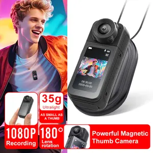 【TikTokShopBlackFriday】Thumb Action Camera, Mini Body Cameras, Wearable Pocket Vlogging Camera with Magnetic Lanyard, Small Portable Camcorder Helmet Cam for Work, Cycling, Travel, Pet Walking