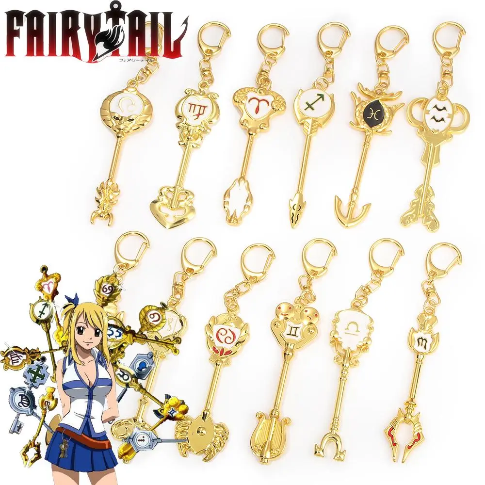Anime FAIRY TAIL 12 Constellation Summoning Keychain Cosplay Pendant Key Man Woman Universal Jewelry Accessories Gifts Charms
