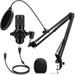 USB Gaming PC Microphone ,Professional Cardioid Plug & Play Mic Microphone Kit，with AdvancedChipset,Computer Condenser Microphone,Tripod & Cantilever Mount & Type-c，Adapter, Gaming Streaming, Recording，Audio,Podcast, ,Singing，Video Accessories