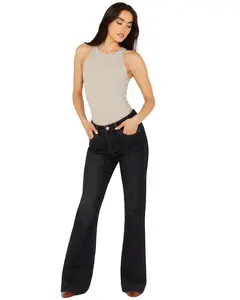 Rock & Roll Denim Women's And Dark Wash High Rise Raw Trouser Jeans - Bw5hd02397
